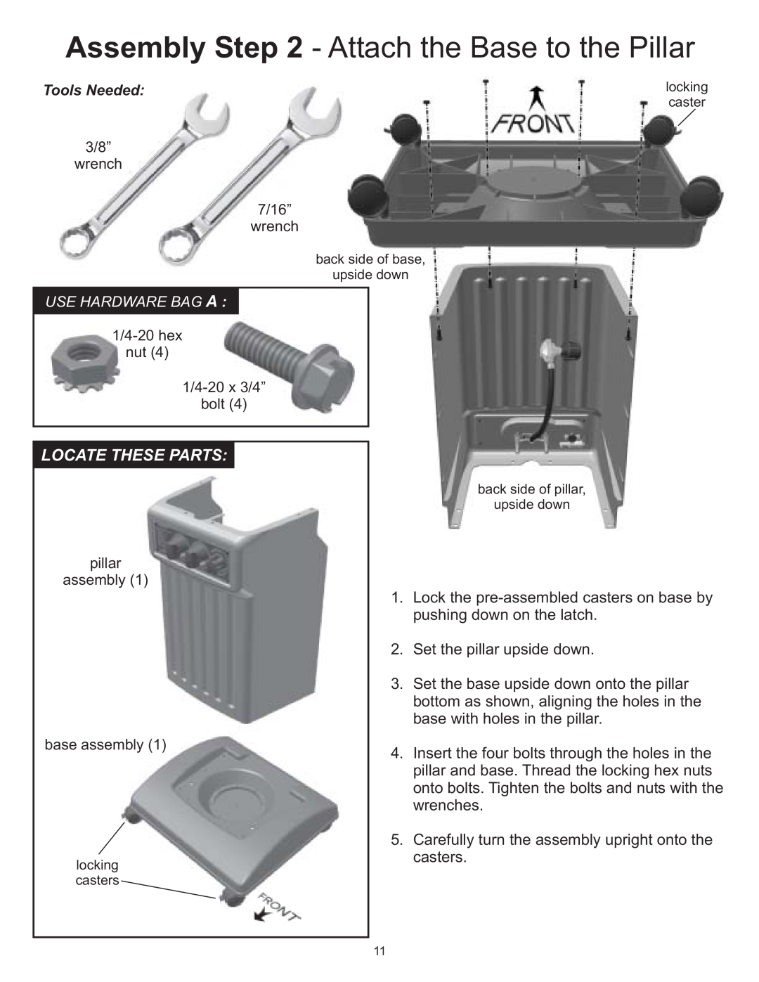 Vermont Casting VC0620P, VC0680P, VC0680N owner manual Assembly - Attach the Base to the Pillar, Locate These Parts 