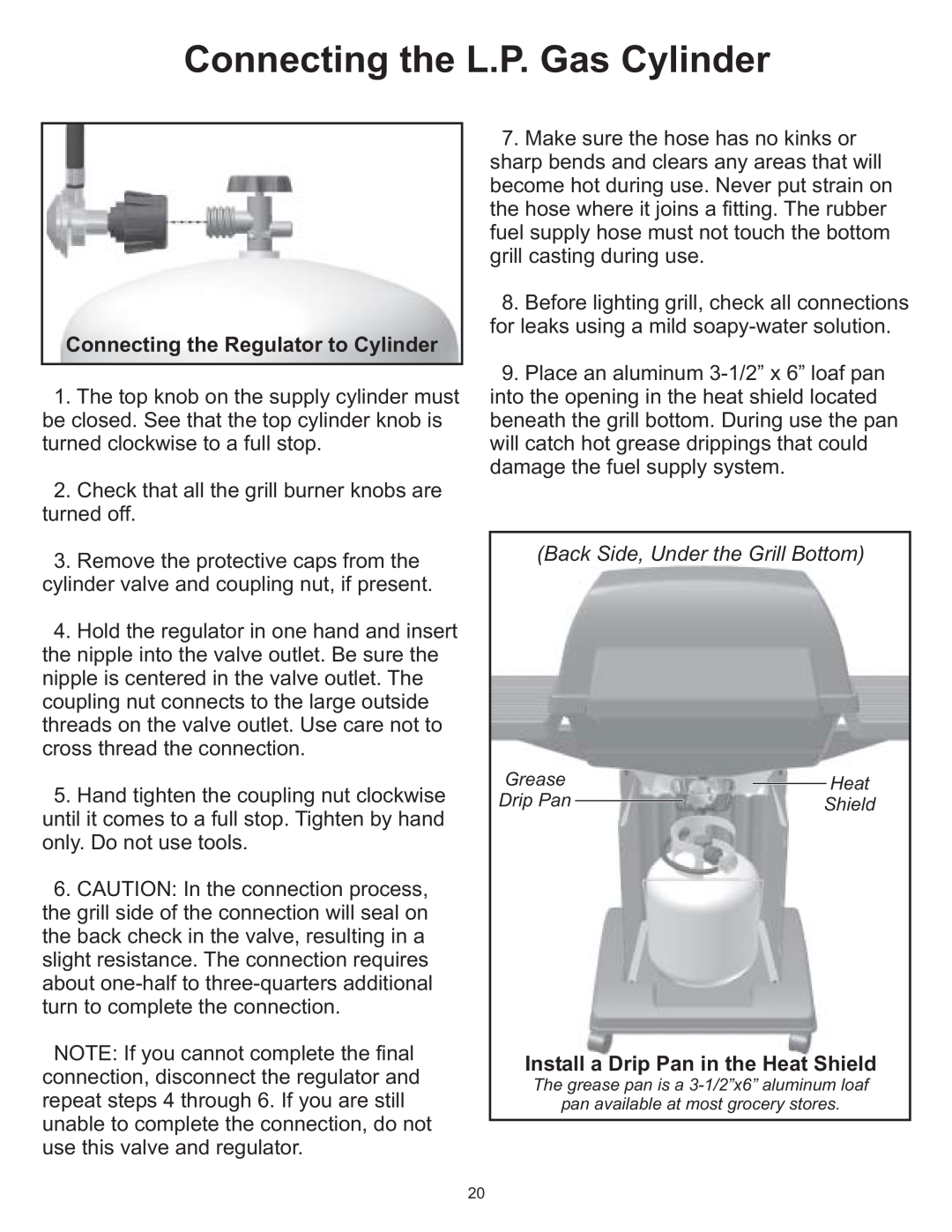 Vermont Casting VC0680P, VC0680N owner manual Connecting the L.P. Gas Cylinder, Connecting the Regulator to Cylinder 