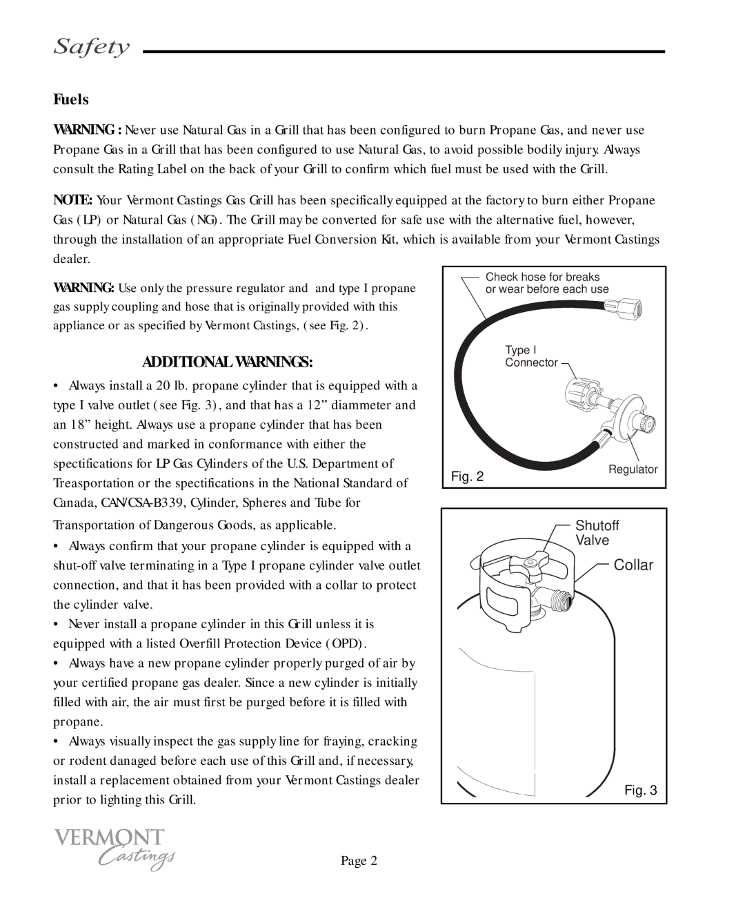 Vermont Casting VC100 user manual Fuels 