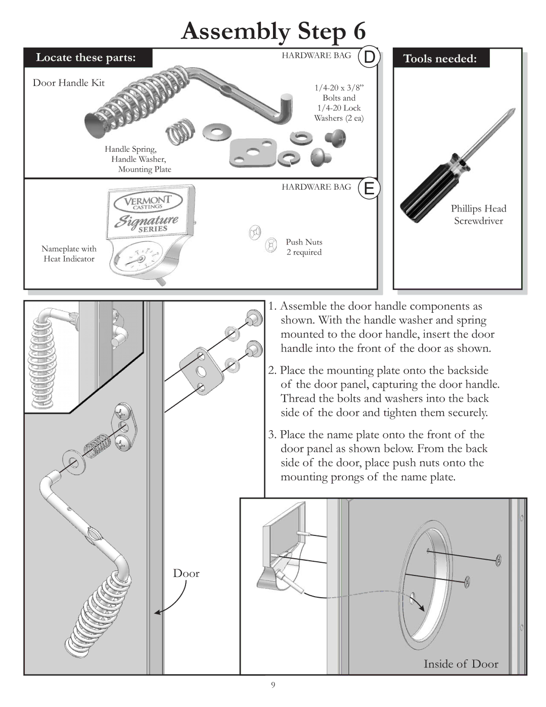 Vermont Casting VC3624GS owner manual Door Inside of Door 