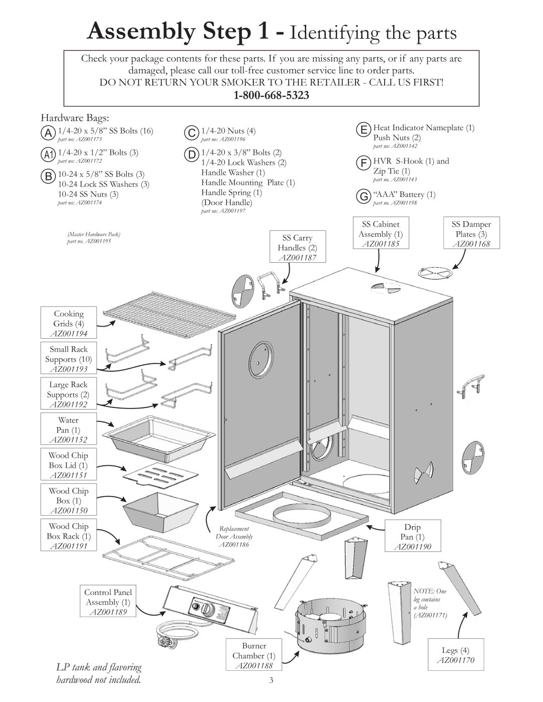 Vermont Casting VC3624GS owner manual Assembly Identifying the parts 