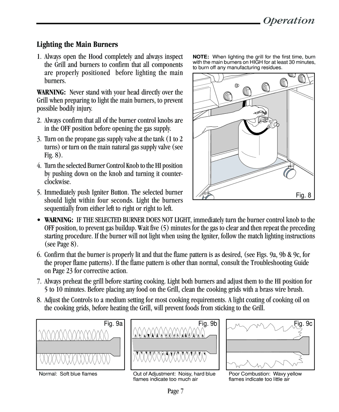 Vermont Casting VC500 user manual Lighting the Main Burners 