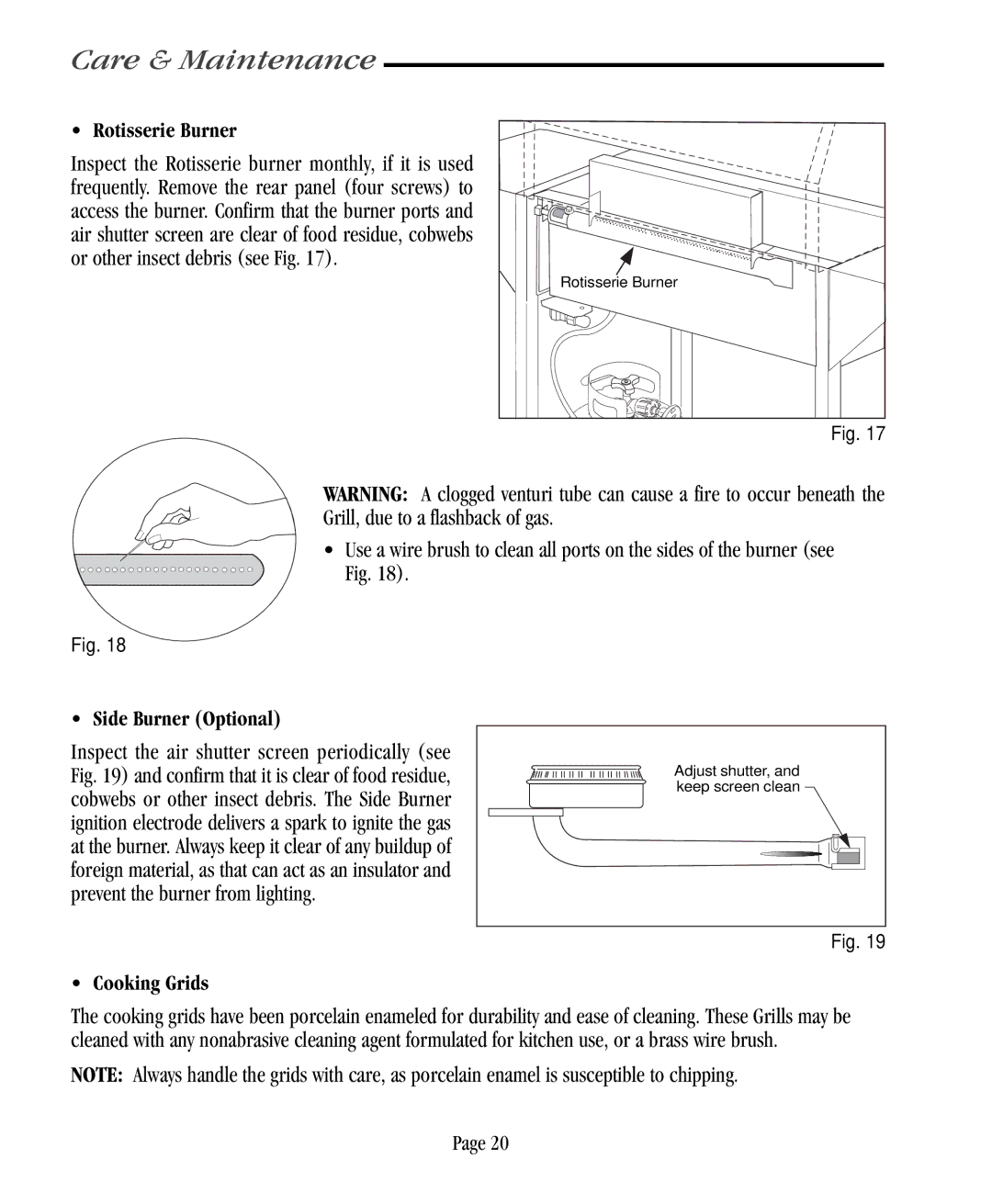 Vermont Casting VC500 user manual Rotisserie Burner, Side Burner Optional, Cooking Grids 