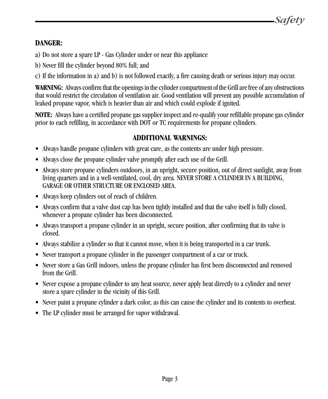 Vermont Casting VC500 user manual Safety 