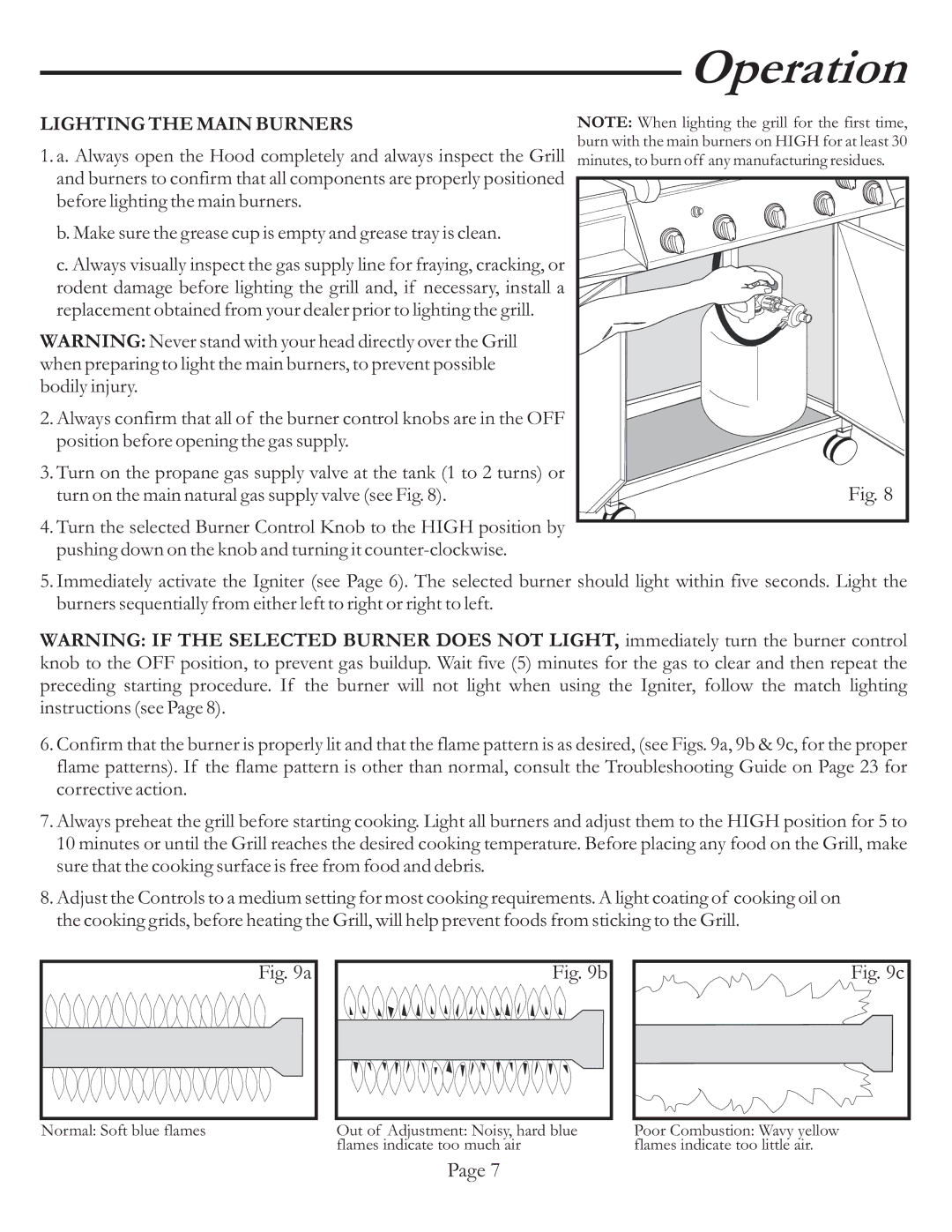 Vermont Casting VCS4017 user manual Lighting the Main Burners 