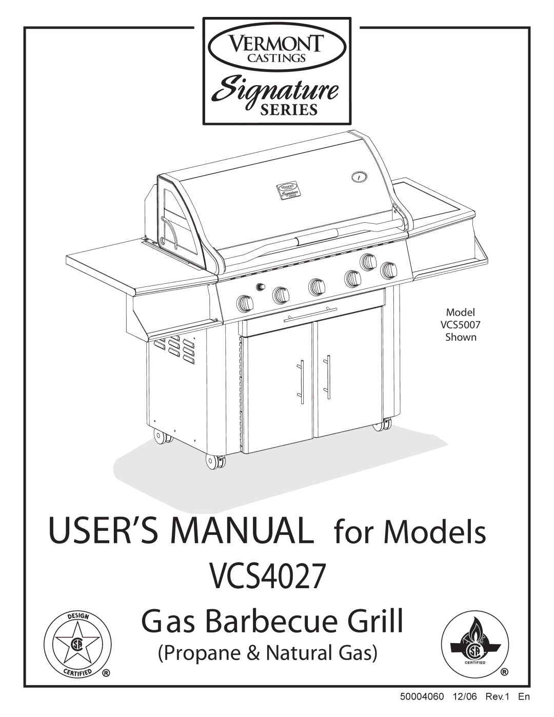 Vermont Casting VCS4027 user manual USER’S Manual for Models 