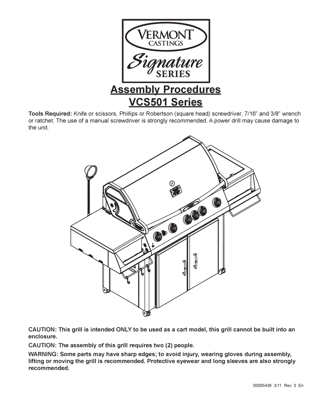 Vermont Casting manual Assembly Procedures VCS501 Series 