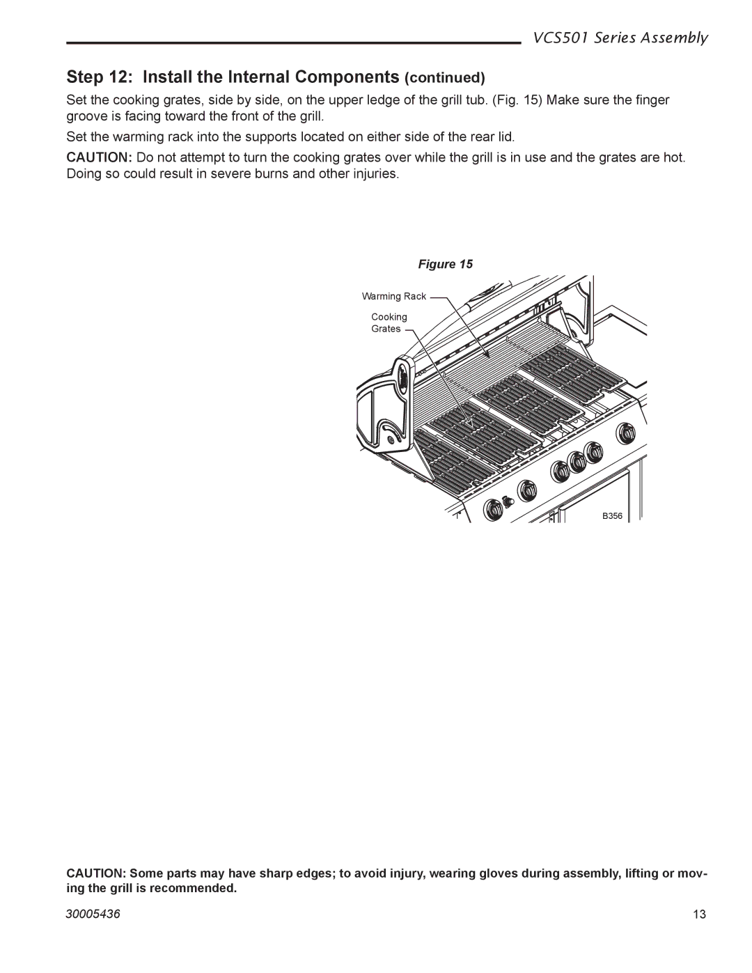 Vermont Casting VCS501 manual Warming Rack Cooking Grates 