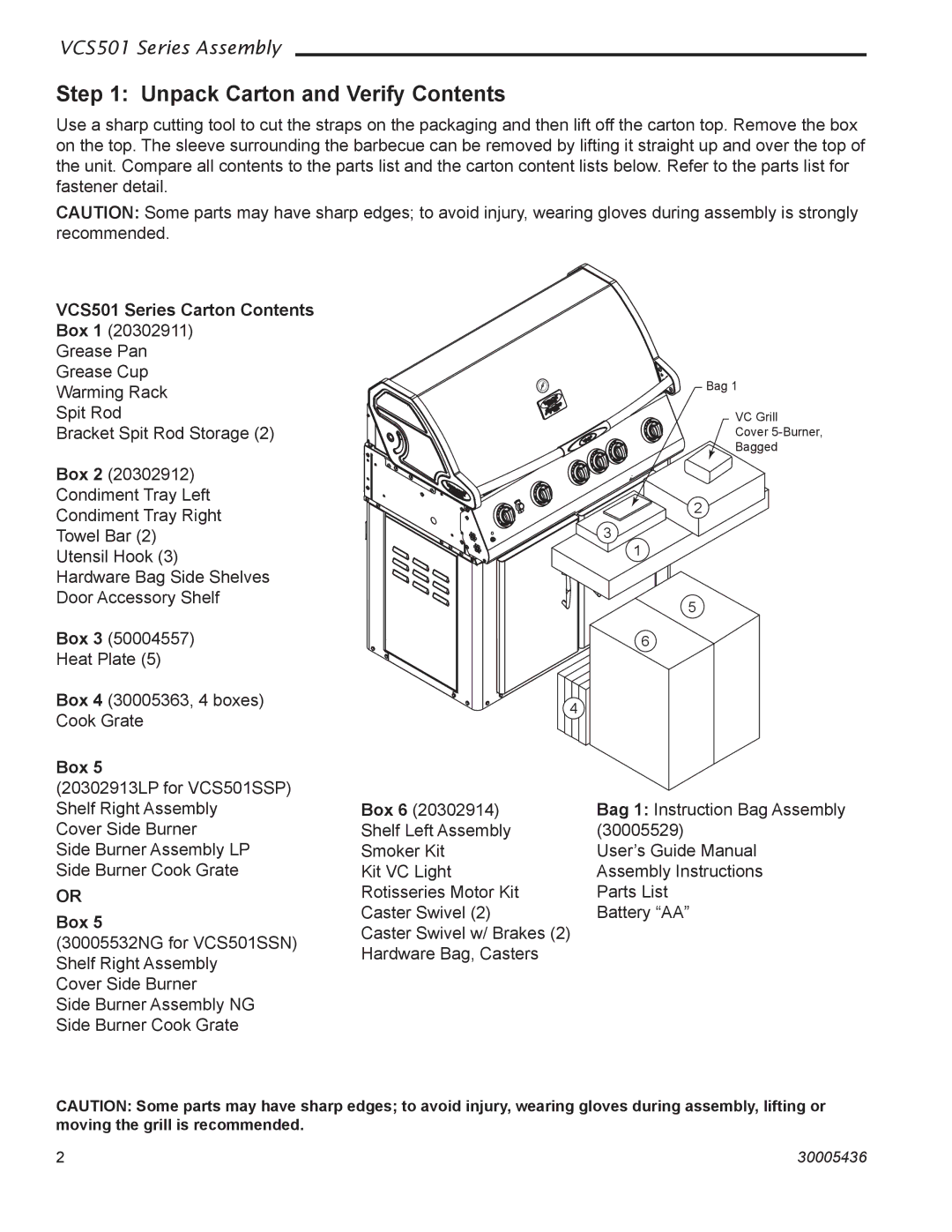 Vermont Casting VCS501 manual Unpack Carton and Verify Contents 