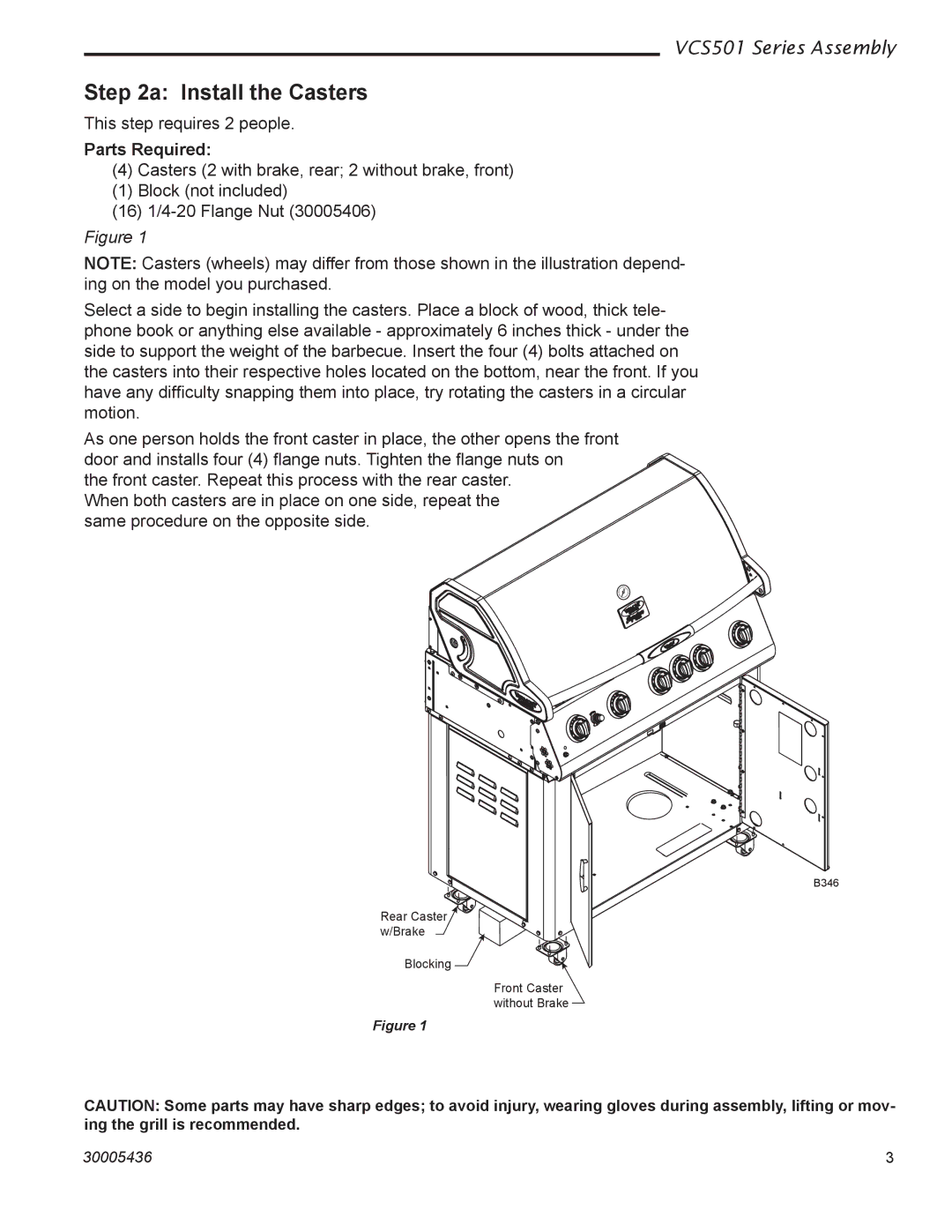 Vermont Casting VCS501 manual Install the Casters, Parts Required 