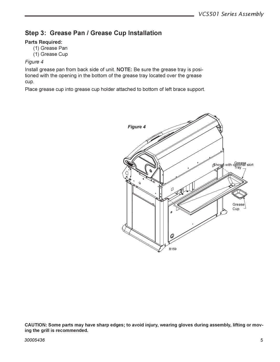 Vermont Casting VCS501 manual Grease Pan / Grease Cup Installation 