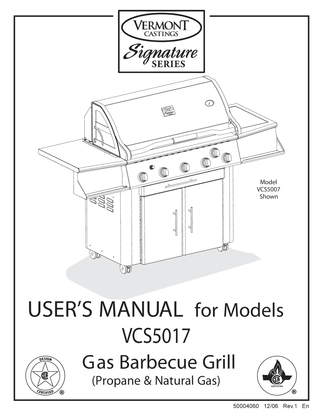 Vermont Casting VCS5017 user manual USER’S Manual for Models 