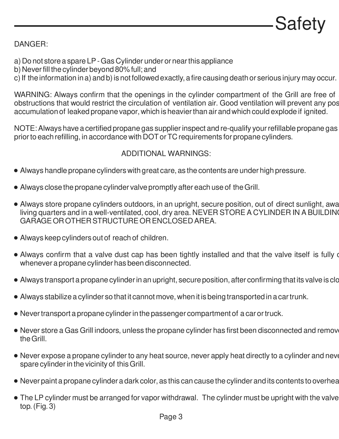 Vermont Casting VCS5027 user manual Safety 