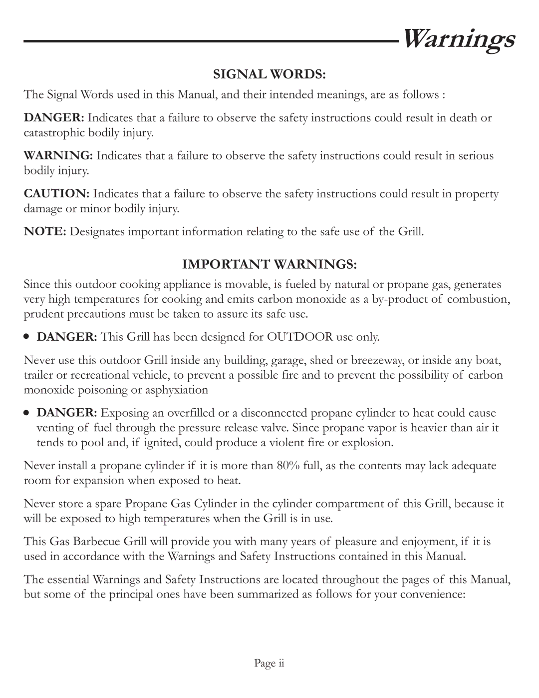 Vermont Casting VCS5037 user manual Signal Words 