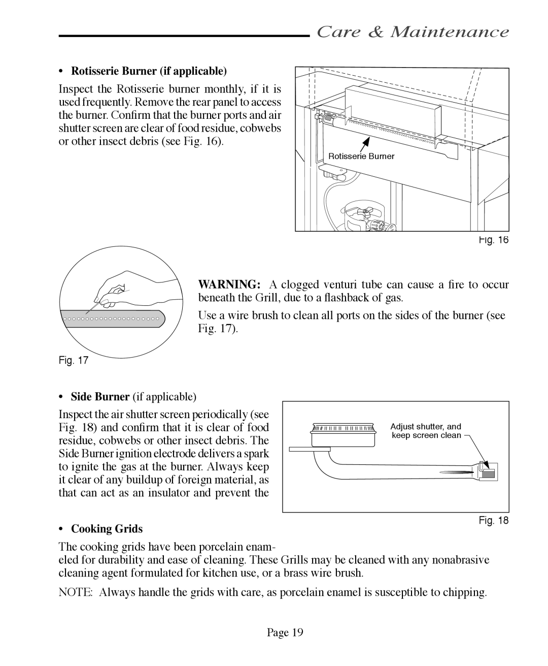 Vermont Casting VCS5005/5010, VCS6005, VCS5005BI, VCS4005, VCS3505BI Rotisserie Burner if applicable, Cooking Grids 