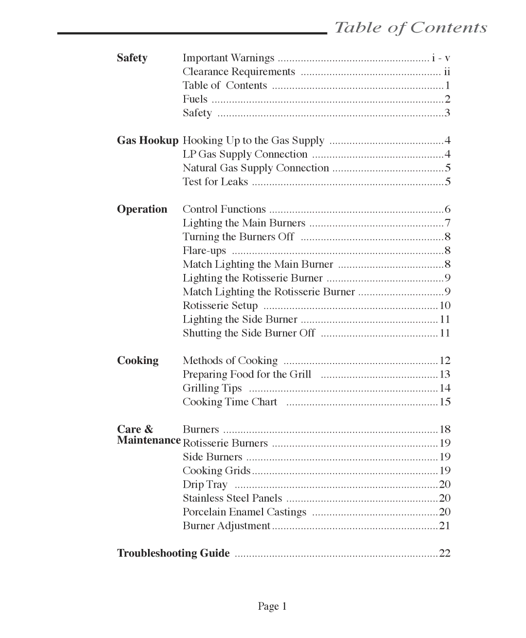 Vermont Casting VCS5005/5010, VCS6005, VCS5005BI, VCS4005, VCS3505BI user manual Table of Contents 