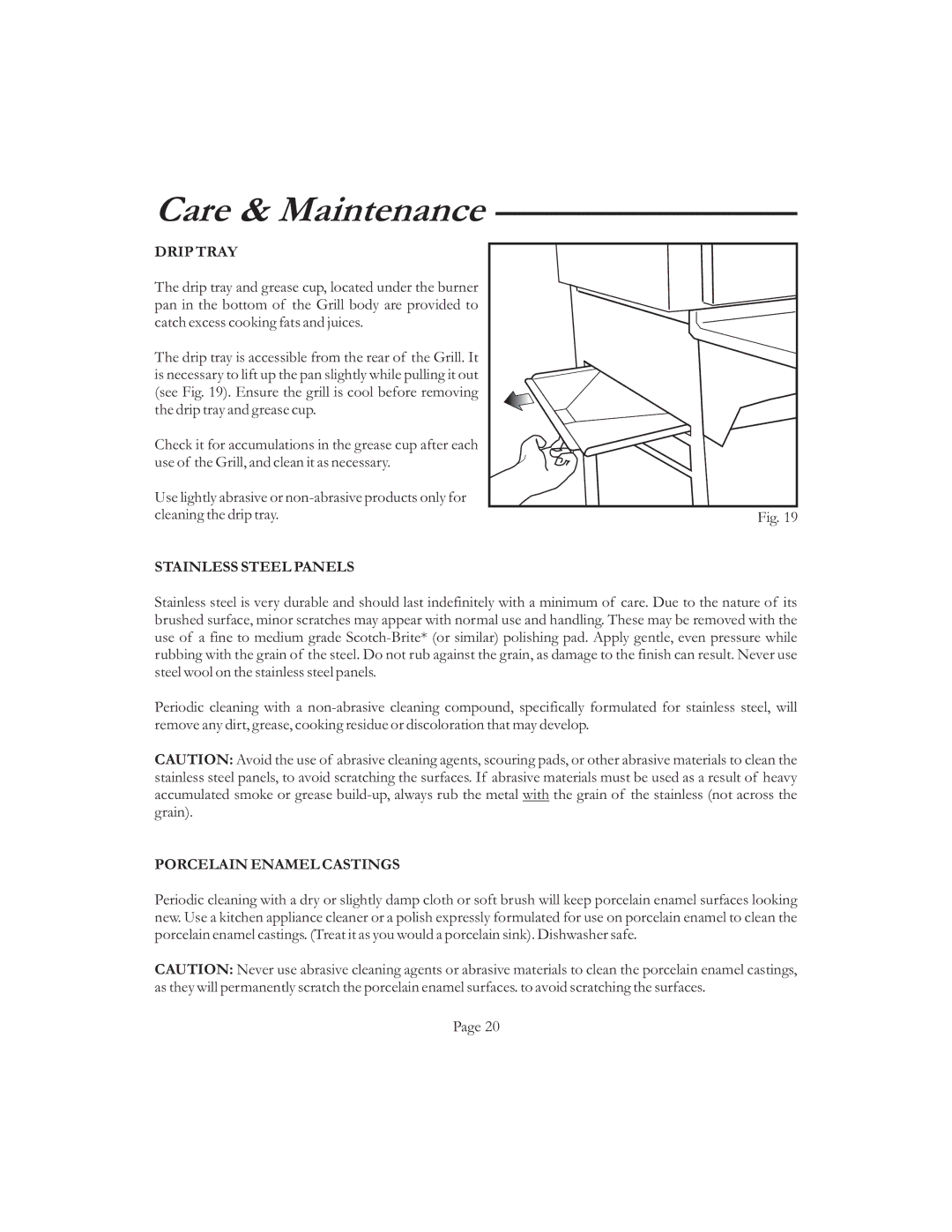 Vermont Casting VCS6006 G, VCS50 6 user manual Drip Tray, Stainless Steel Panels, Porcelain Enamel Castings 