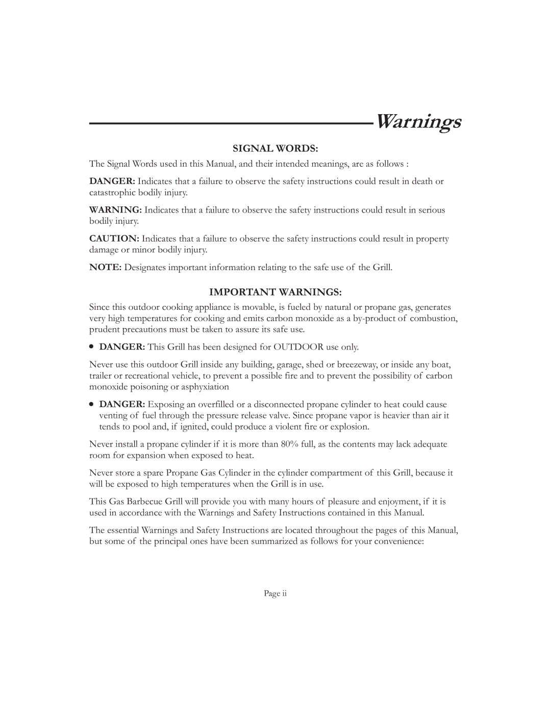 Vermont Casting VCS50 6, VCS6006 G user manual Signal Words 