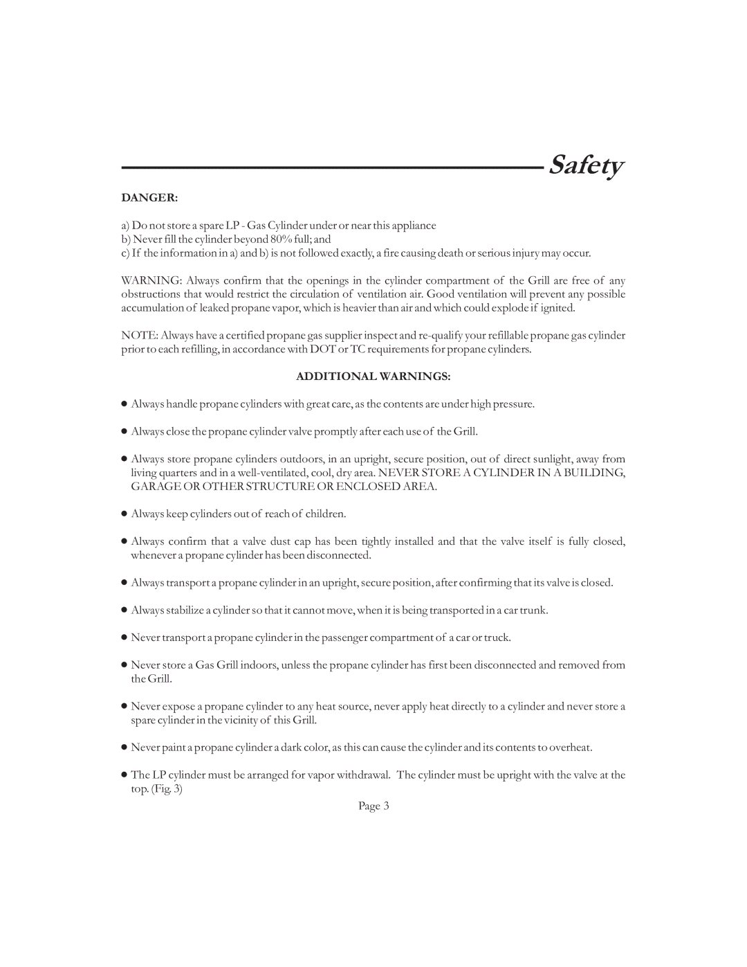 Vermont Casting VCS50 6, VCS6006 G user manual Safety 