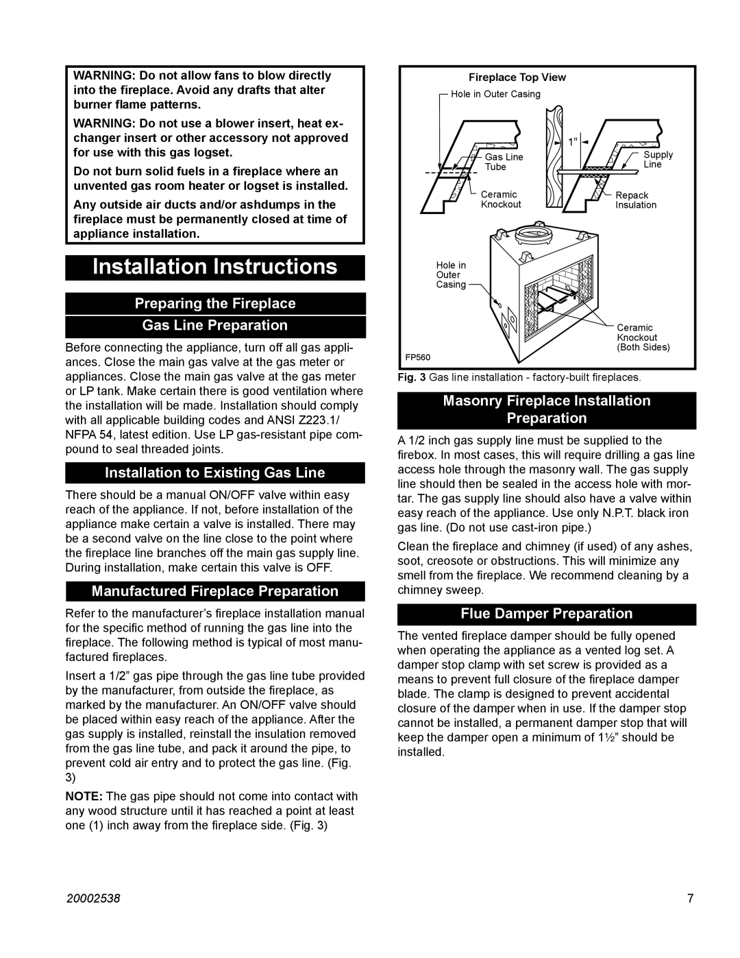 Vermont Casting VL18LP, VL24LP, VL21LP manual Installation Instructions 