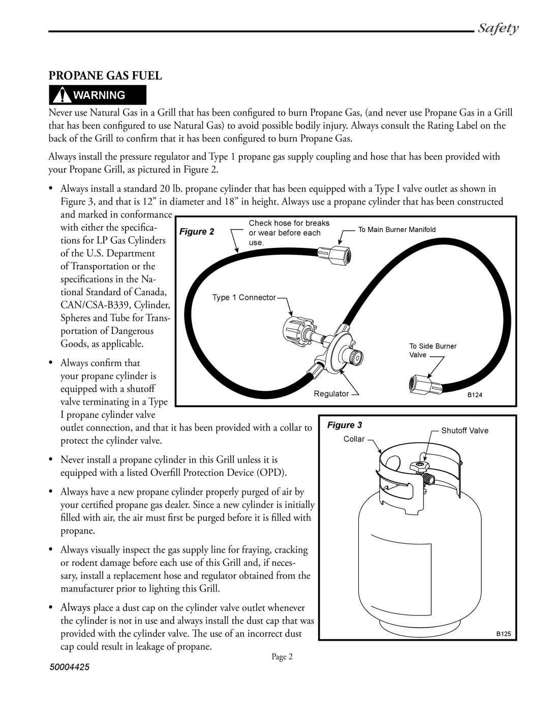 Vermont Casting VM658, VM448, VM508 user manual Propane GAS Fuel, Protect the cylinder valve 