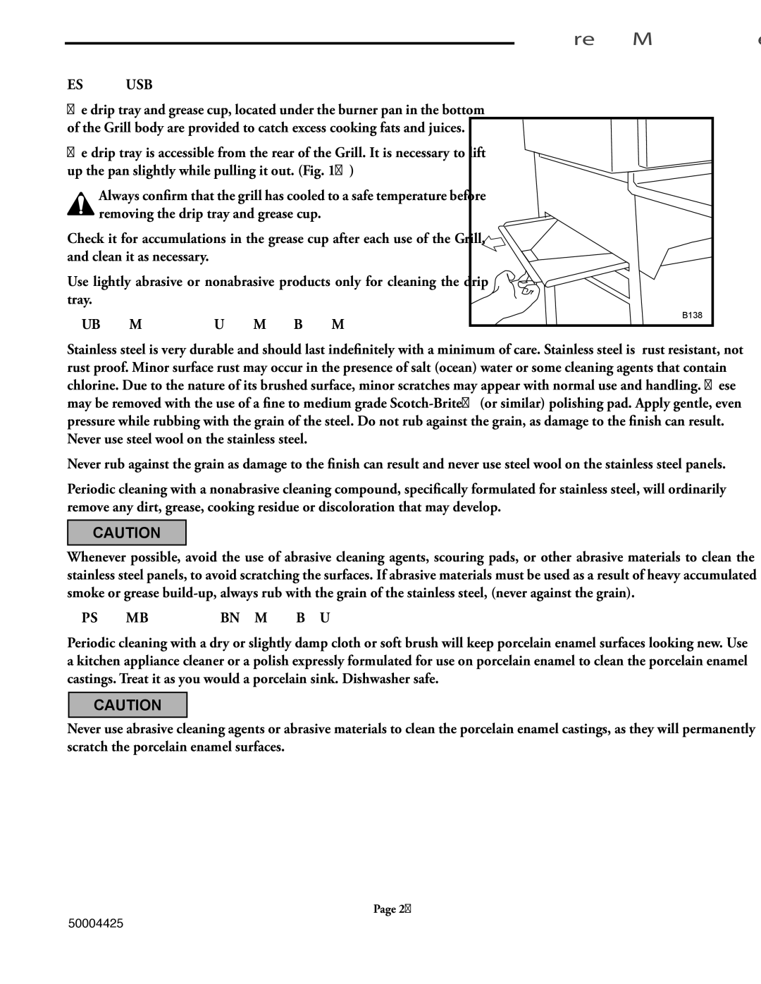 Vermont Casting VM658, VM448, VM508 user manual Drip Tray, Stainless Steel Panels, Porcelain Enamel Castings 