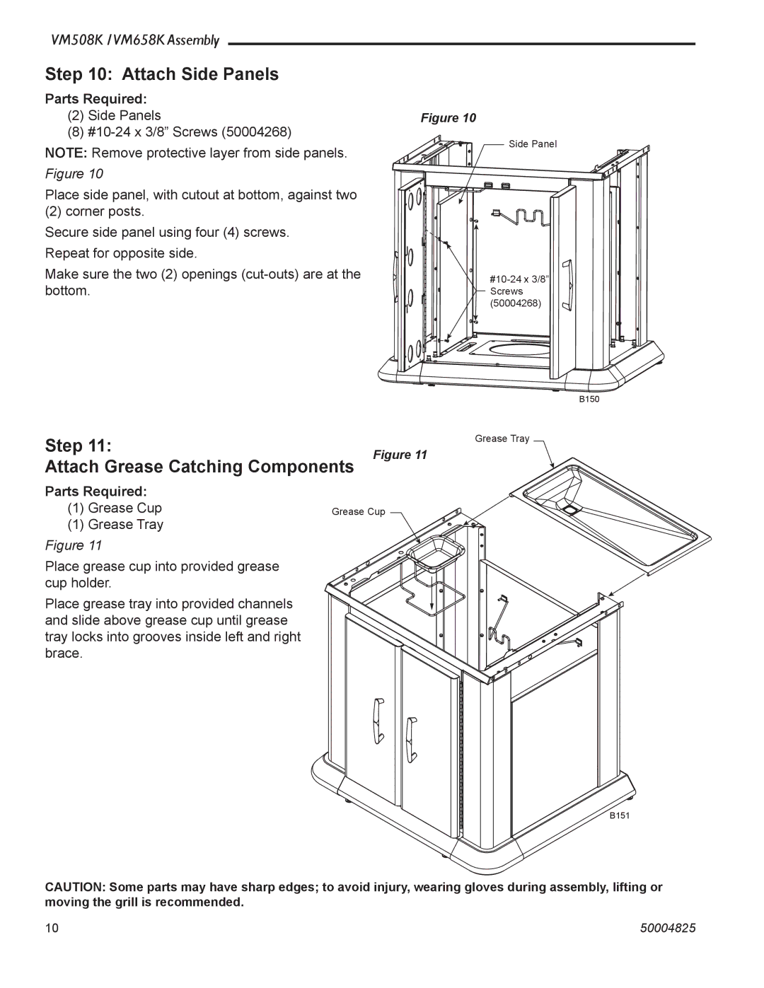 Vermont Casting VM508K warranty Attach Side Panels, Step Attach Grease Catching Components 