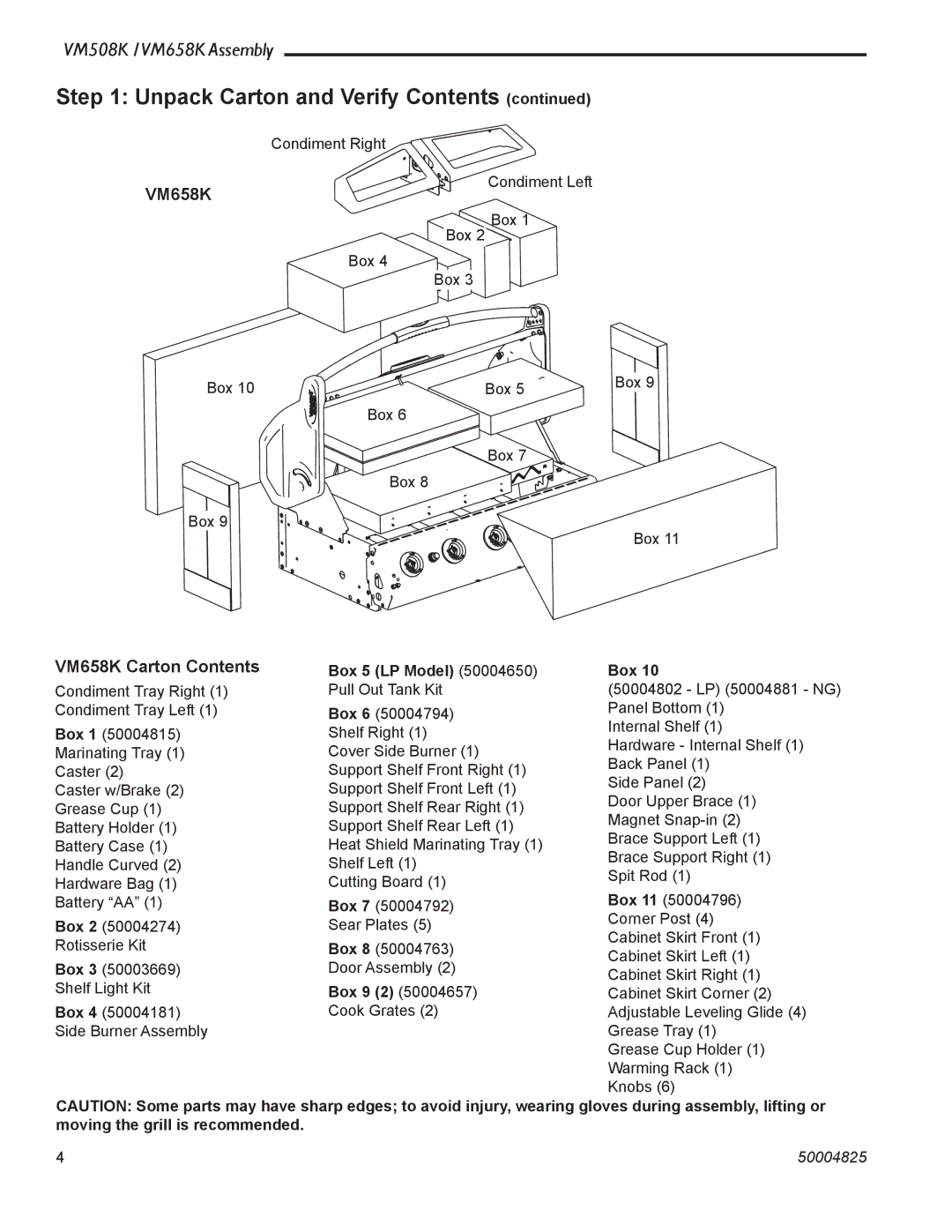 Vermont Casting VM508K warranty VM658K Carton Contents 