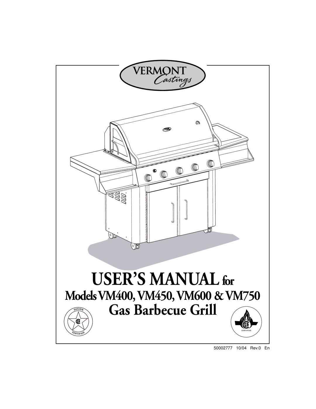 Vermont Casting VM600, VM750, VM450, VM400 user manual USER’S Manual for 