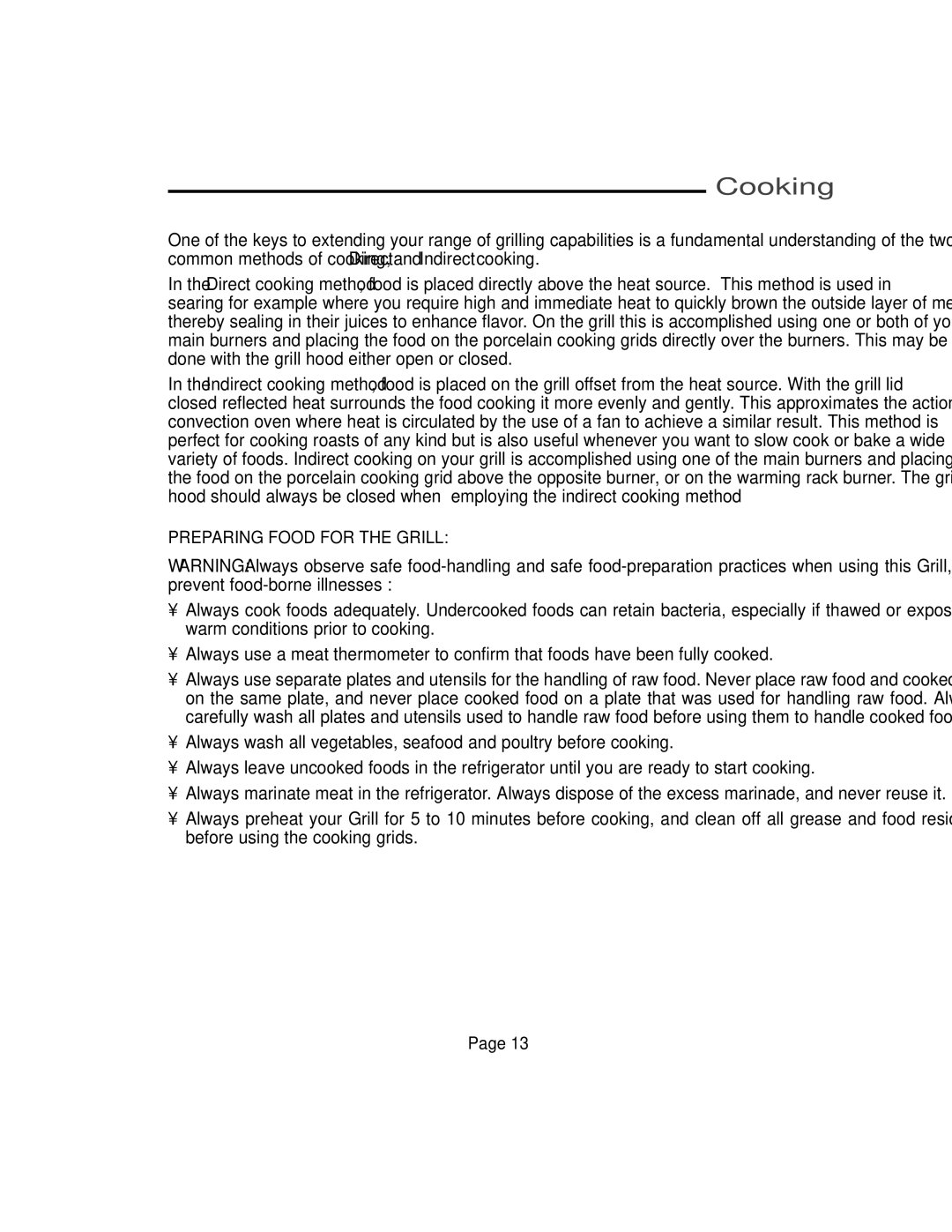 Vermont Casting VM400, VM750, VM600, VM450 user manual Preparing Food for the Grill 