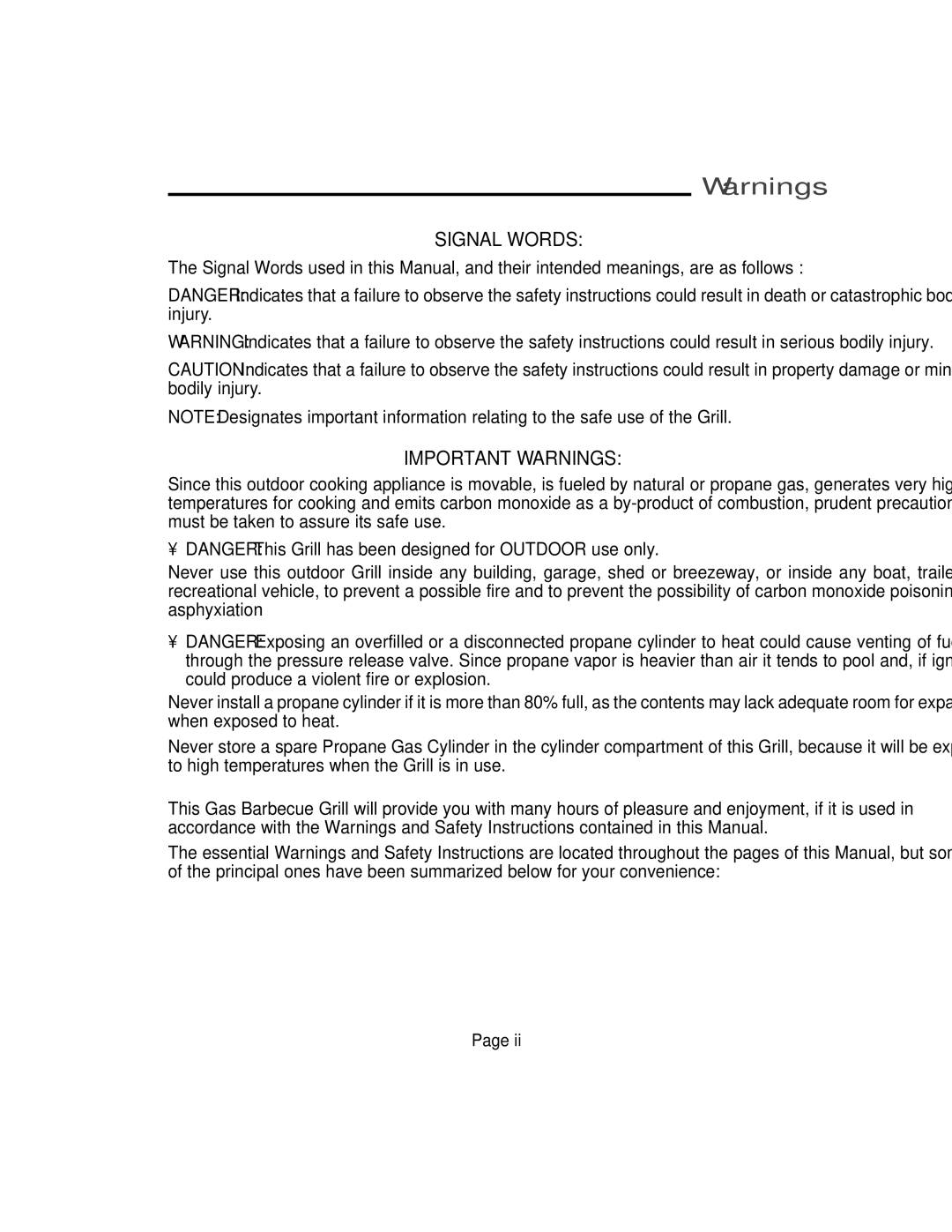 Vermont Casting VM400, VM750, VM600, VM450 user manual Signal Words 