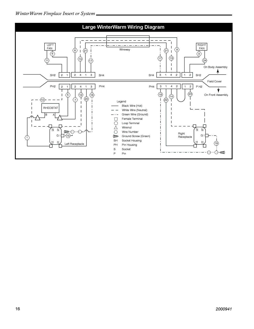 Vermont Casting WinterWarm Fireplace Insert or System installation instructions Large WinterWarm Wiring Diagram, PH4 