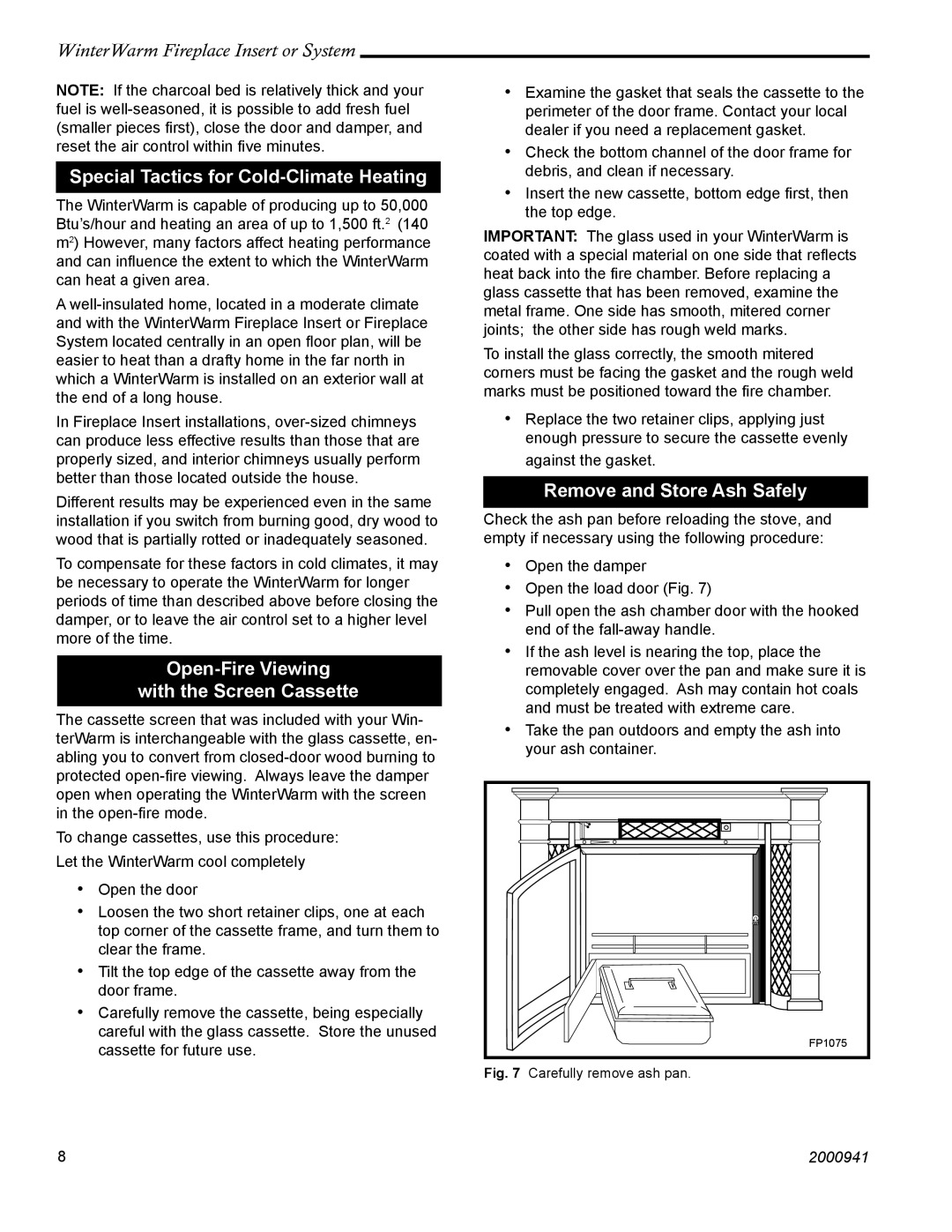 Vermont Casting WinterWarm Fireplace Insert or System installation instructions Special Tactics for Cold-Climate Heating 