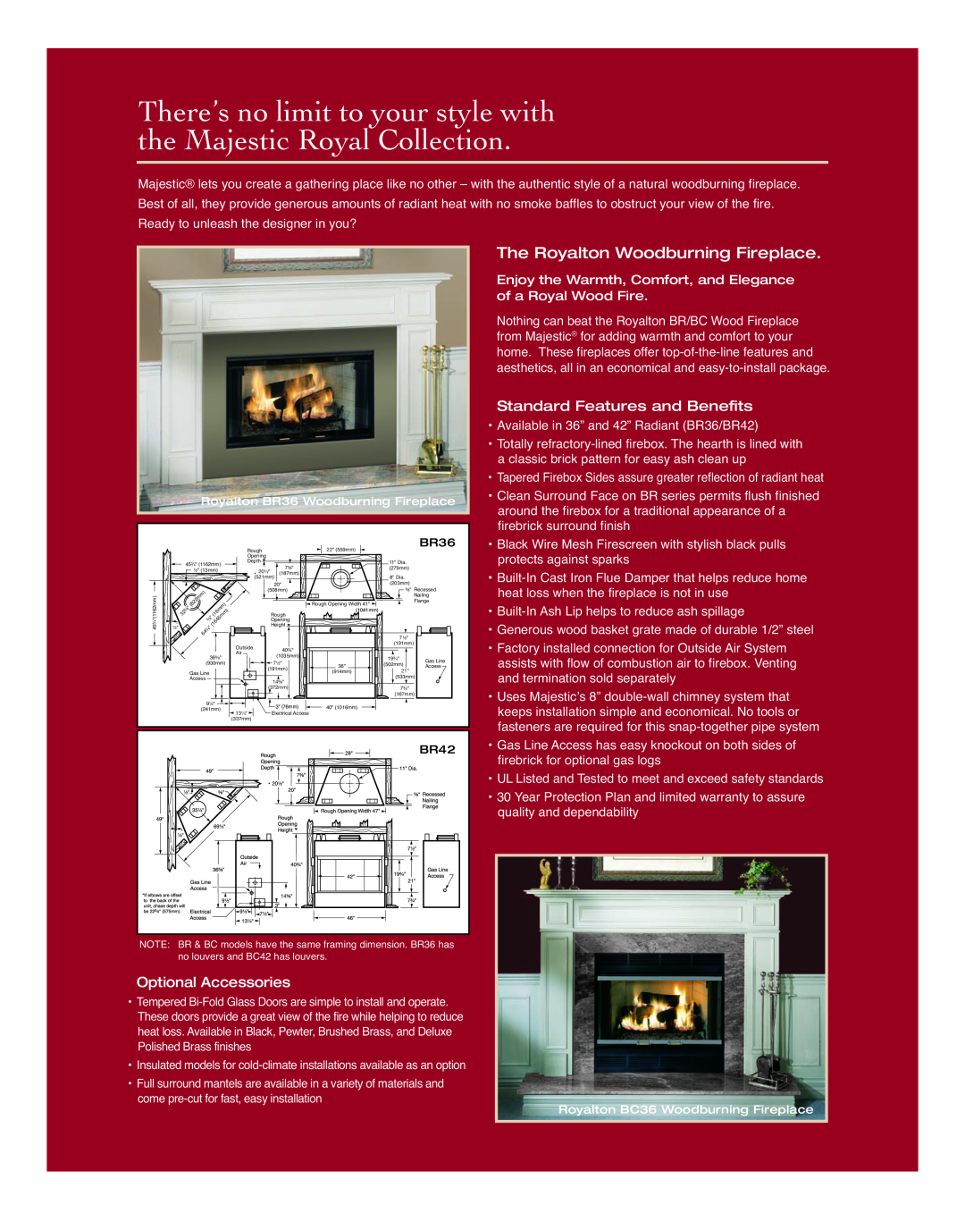 Vermont Casting WMC36 The Royalton Woodburning Fireplace, Enjoy the Warmth, Comfort, and Elegance, of a Royal Wood Fire 