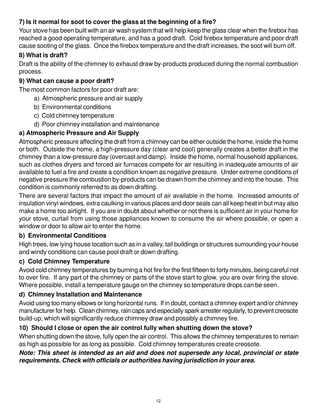 Vermont Casting WOOD STOVE owner manual What is draft?, What can cause a poor draft?, Atmospheric Pressure and Air Supply 