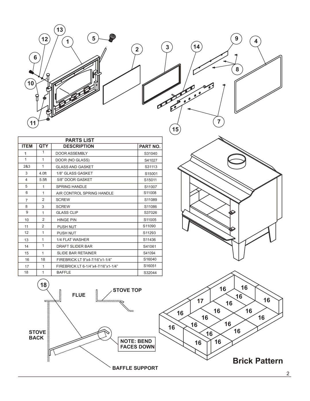 Vermont Casting WOOD STOVE owner manual Brick Pattern 