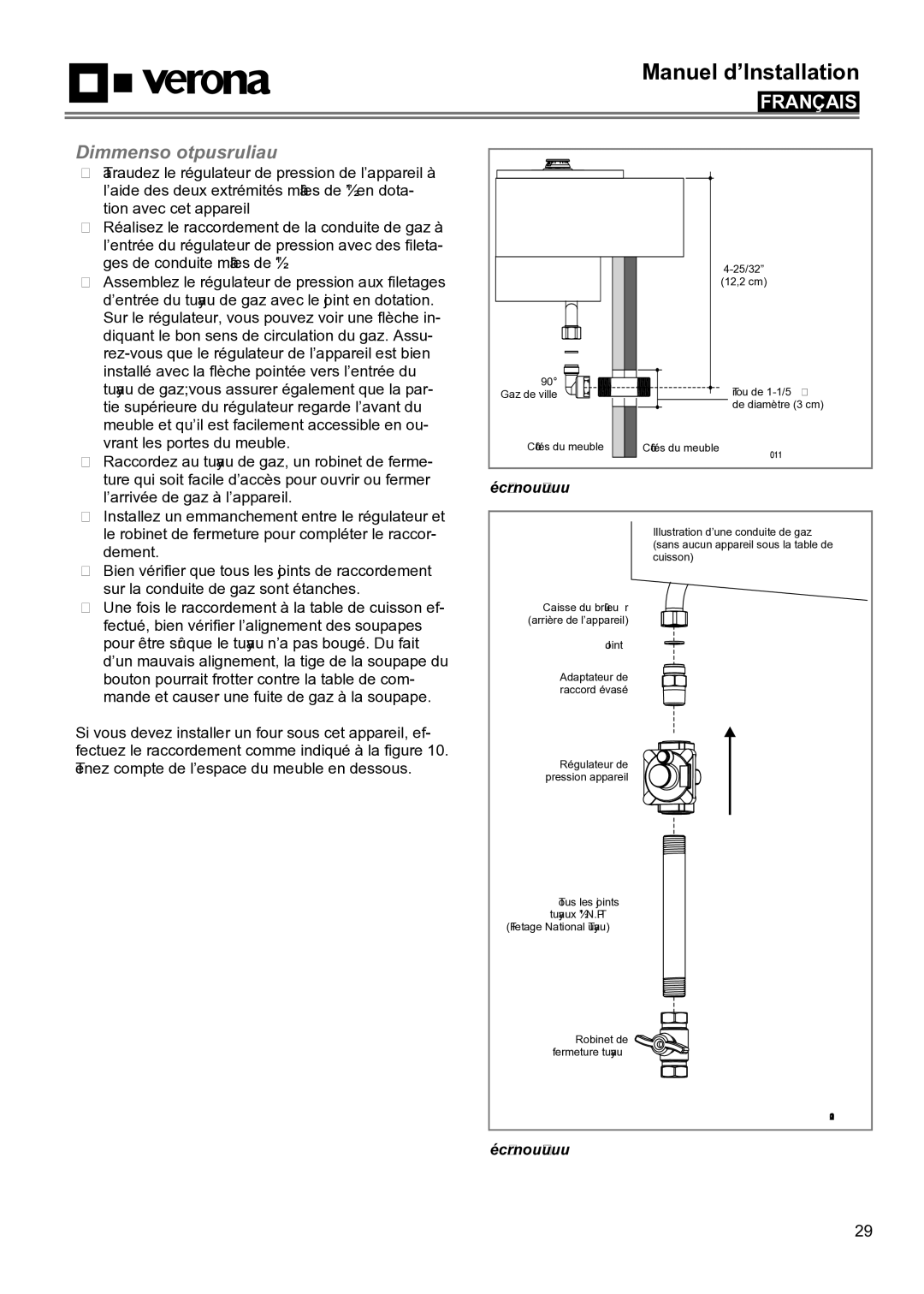 Verona VECTGMS304SS, VECTGMS365SS manual Raccordement du Gaz 