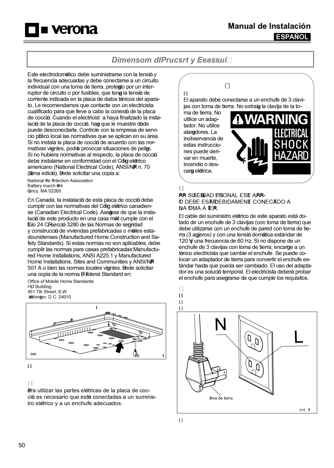 Verona VECTGMS365SS, VECTGMS304SS manual Conexión Eléctrica Requisitos, Peligro de descarga eléctrica 