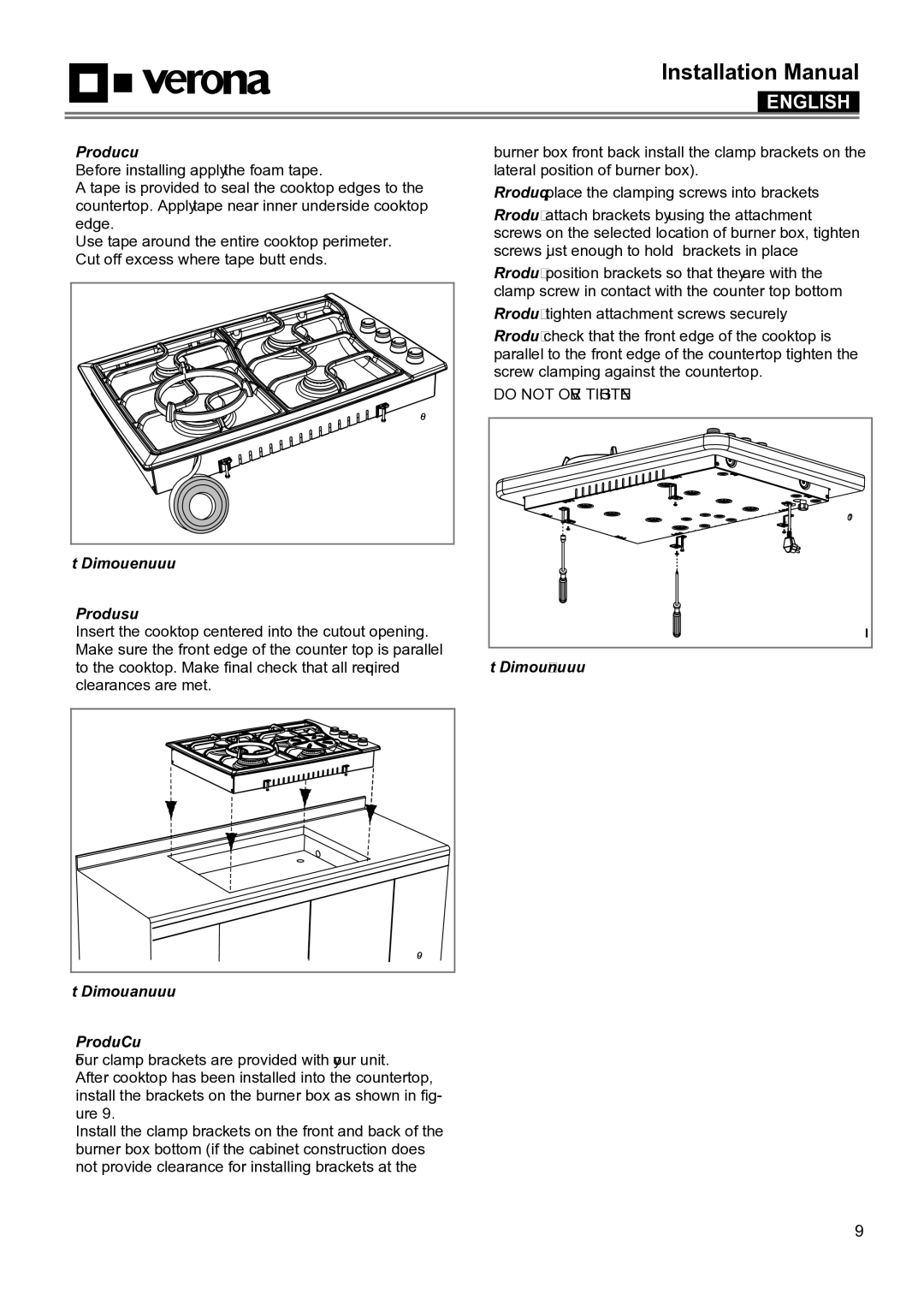 Verona VECTGMS304SS, VECTGMS365SS manual Do not Over Tighten 