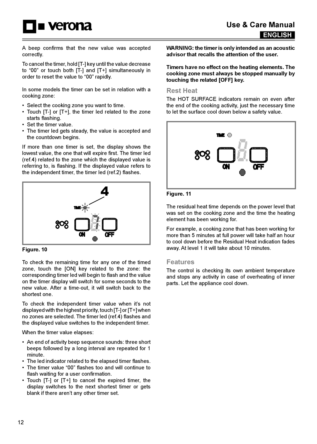 Verona VECTIM304, VECTIM365 manual Rest Heat, Beep confirms that the new value was accepted correctly 