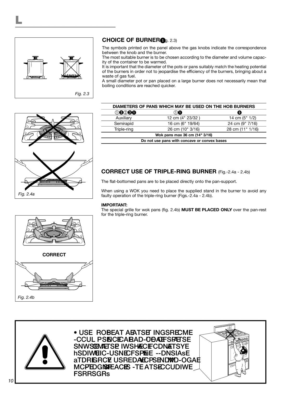 Verona VEFSGG 244 warranty Choice of Burner fig 