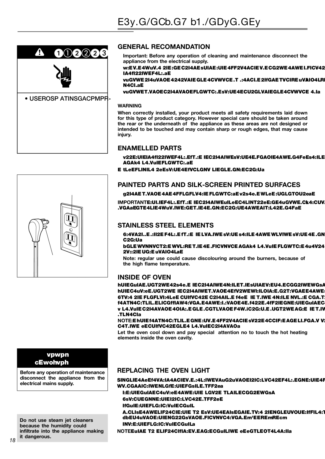 Verona VEFSGG 244 warranty Cleaning and maintenance 