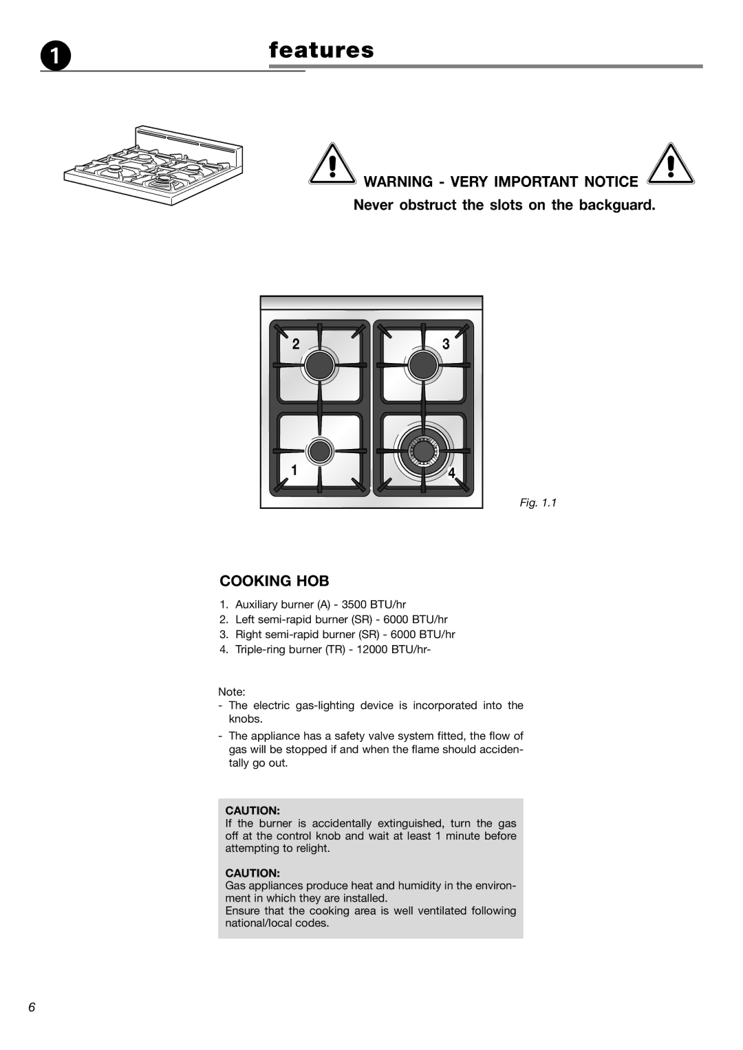 Verona VEFSGG 244 warranty  features, Cooking HOB 