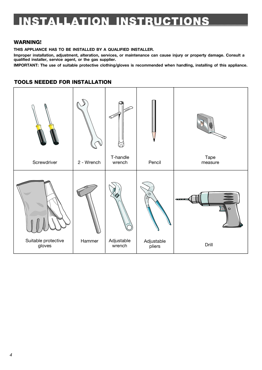 Verona VEFSGG 365 N warranty Installation Instructions 