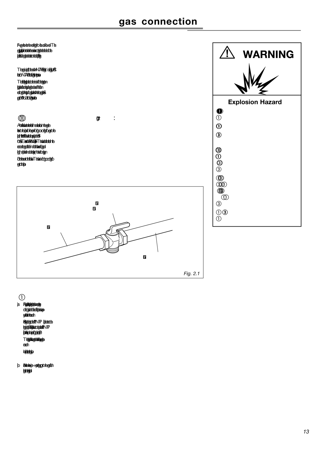 Verona VEFSGG 365 ND warranty Manual Shut-off Valve .1, Explosion Hazard, Pressure Regulator 