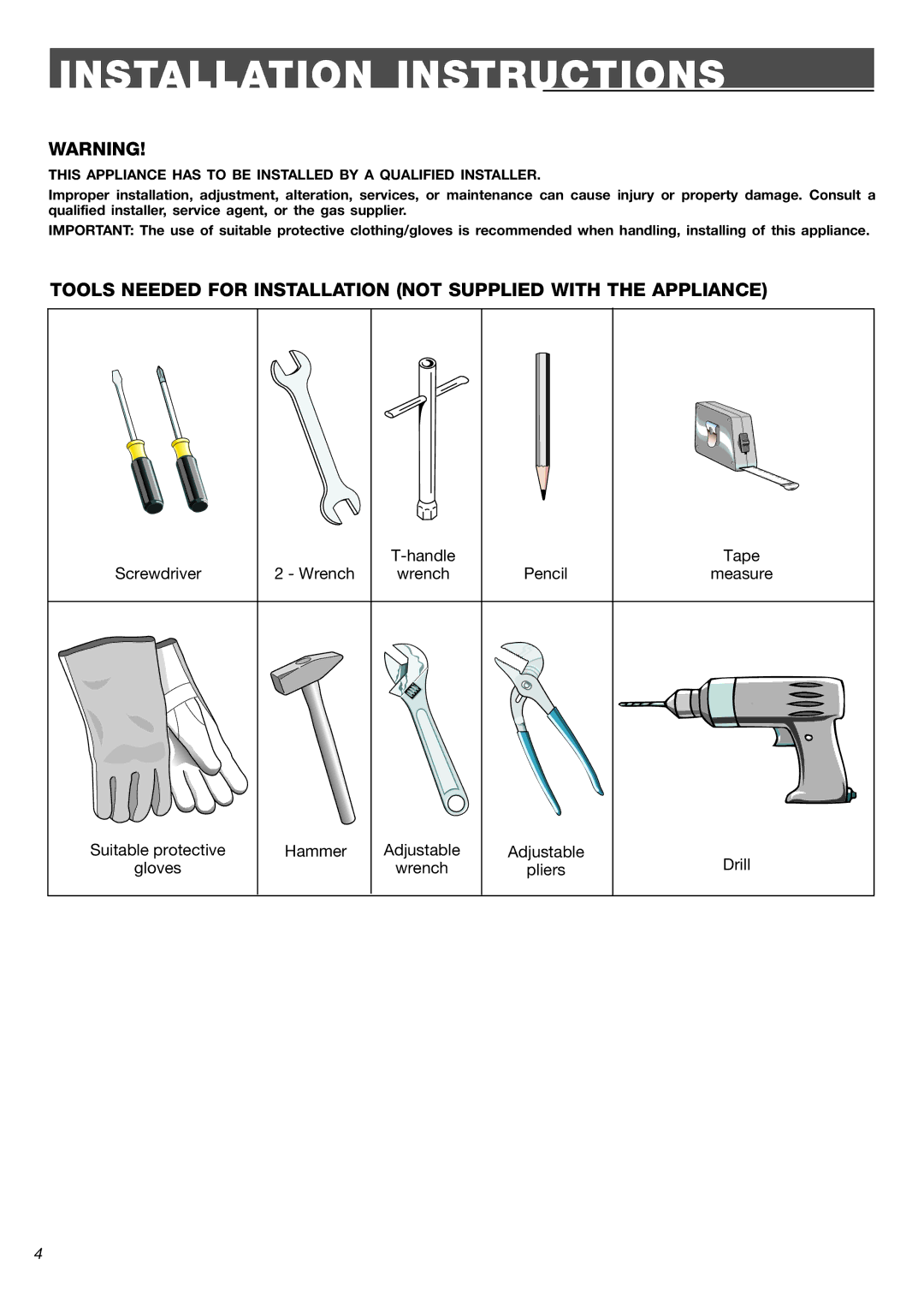 Verona VEFSGG 365 ND warranty Installation Instructions 