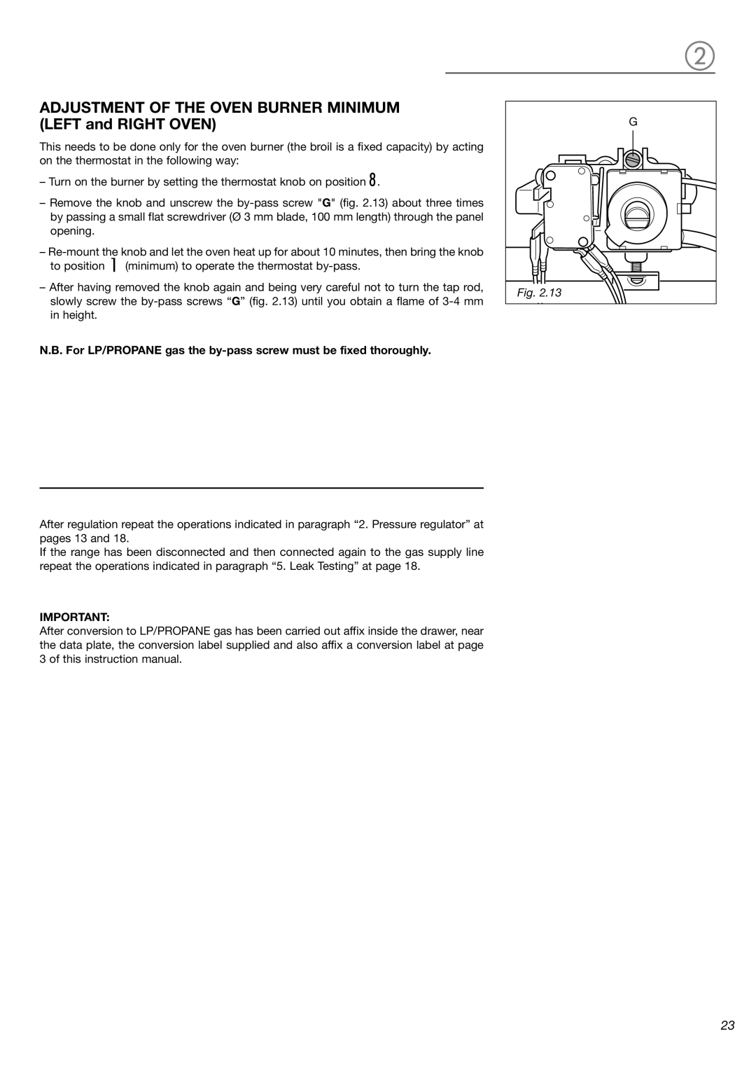 Verona VEFSGG 365 ND warranty Adjustment Of The Oven Burner Minimum, LEFT and RIGHT OVEN 