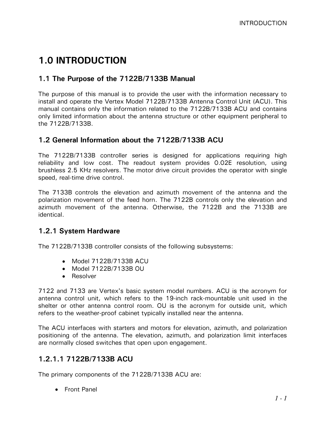 Vertex Standard manual Introduction, Purpose of the 7122B/7133B Manual, General Information about the 7122B/7133B ACU 