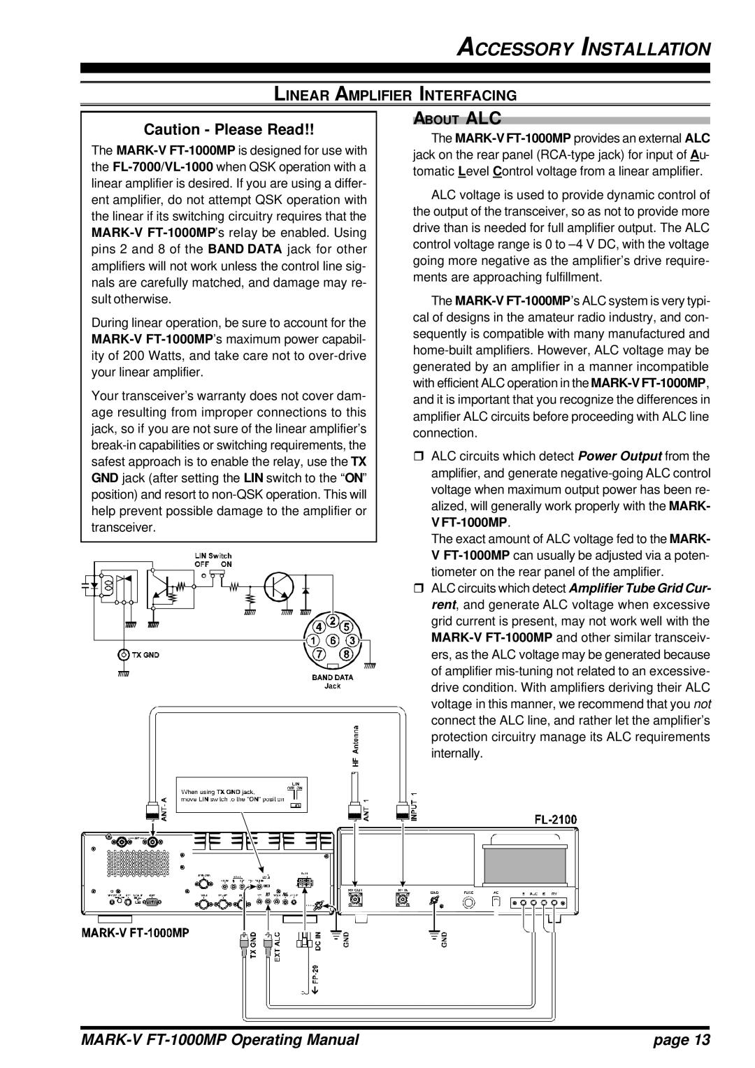 Vertex Standard FT-1000MP manual About ALC 