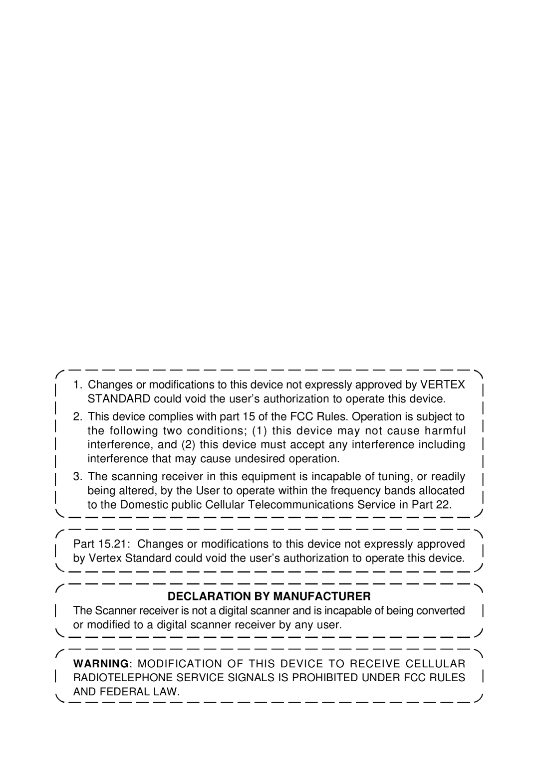 Vertex Standard FT-857 manual Declaration by Manufacturer 